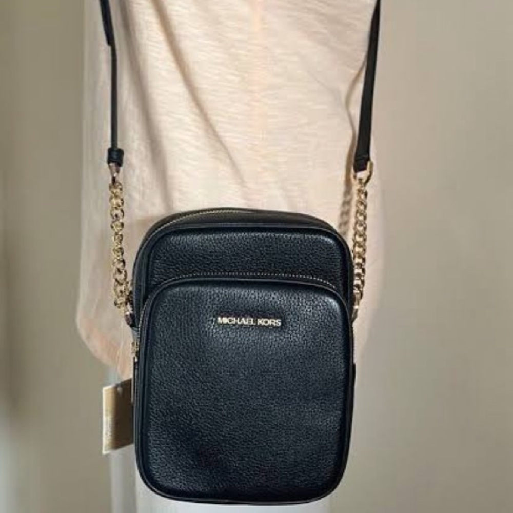 NWT Michael Kors Black Crossbody Bag with Gold Chain
